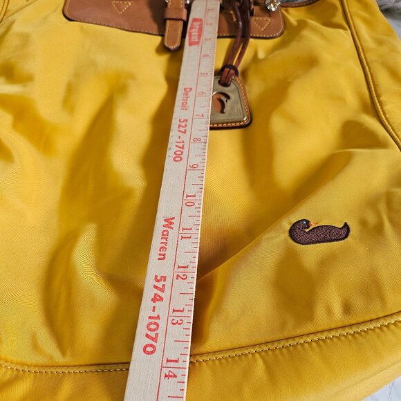 Dooney and Bourke Mustard Yellow Nylon Tote Satchel - Picture 6 of 12